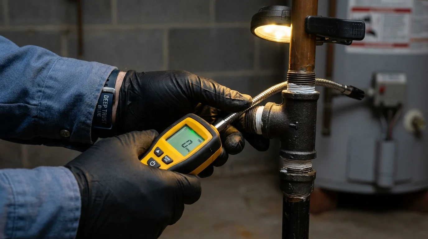 Gas leak detection with electronic sniffer by Johns Plumbing LLC in Menomonee Falls