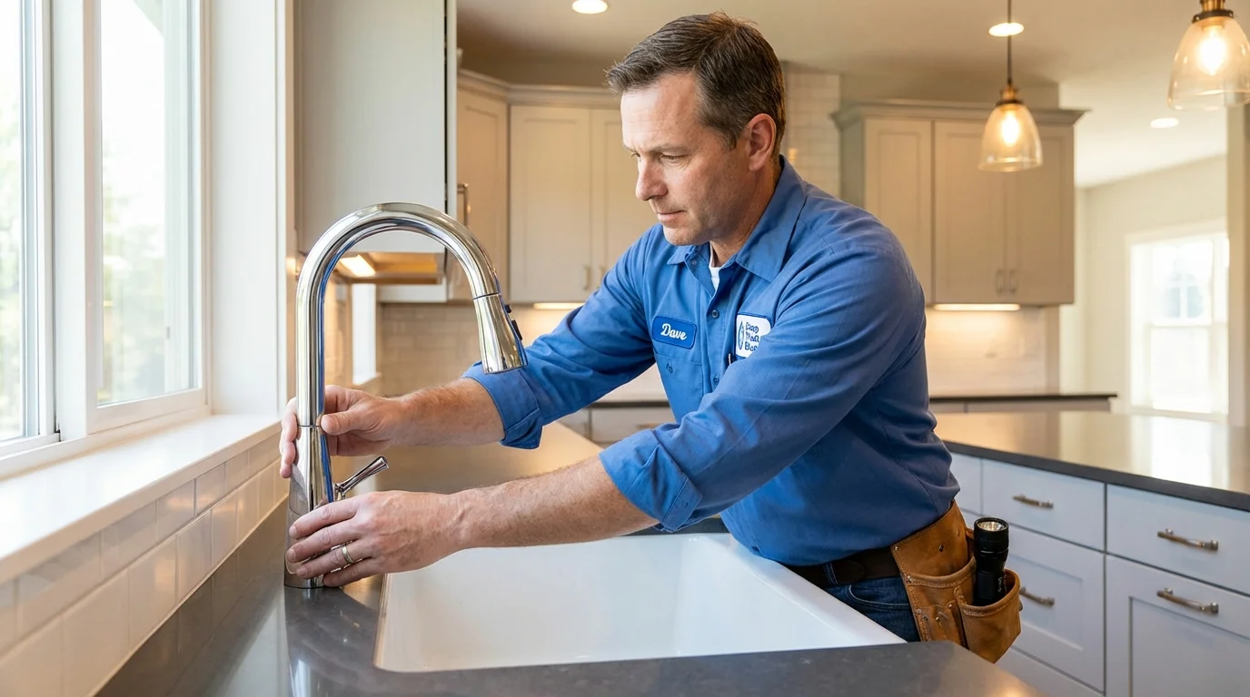 Kitchen faucet installation by Johns Plumbing LLC in Menomonee Falls