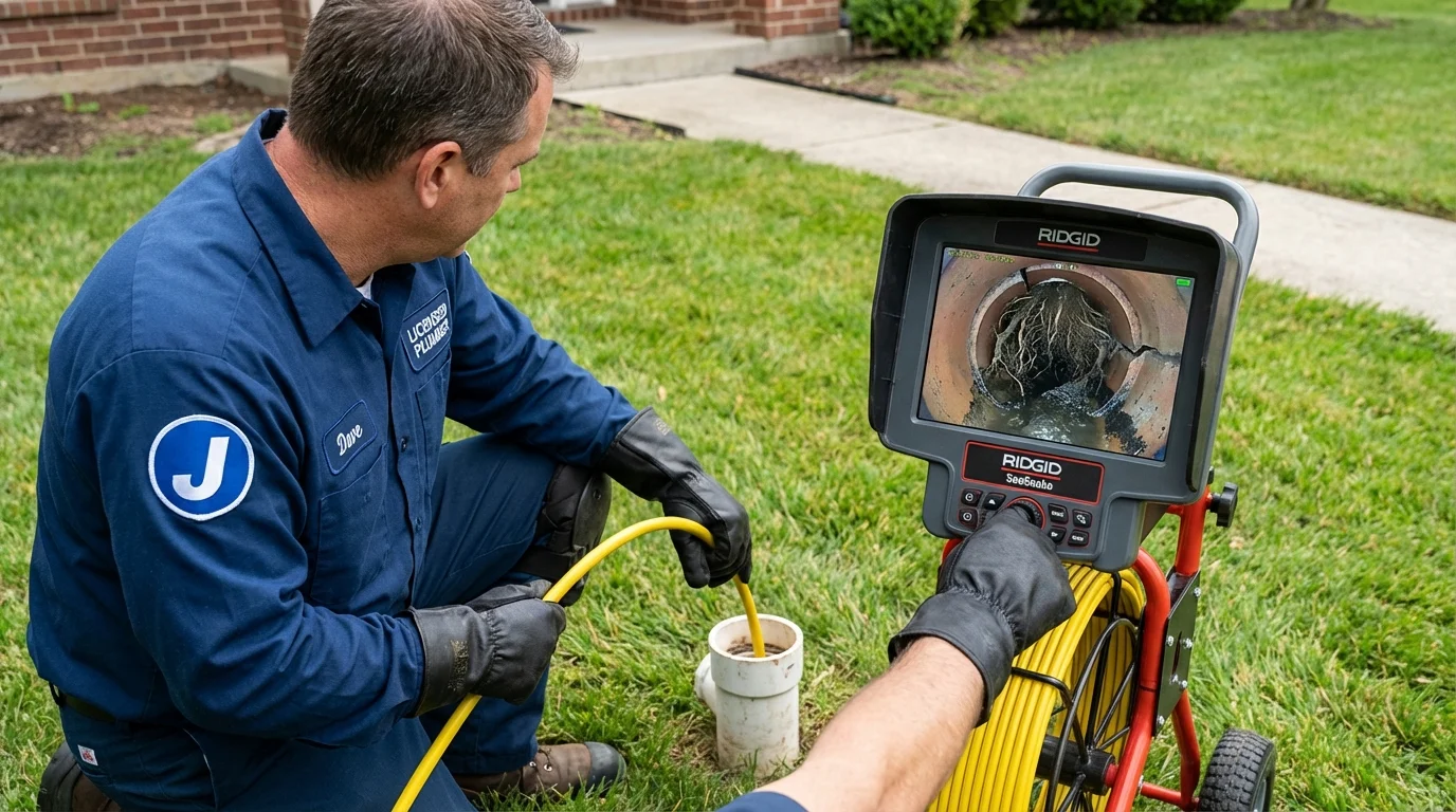 Sewer camera inspection being performed by Johns Plumbing LLC in Menomonee Falls