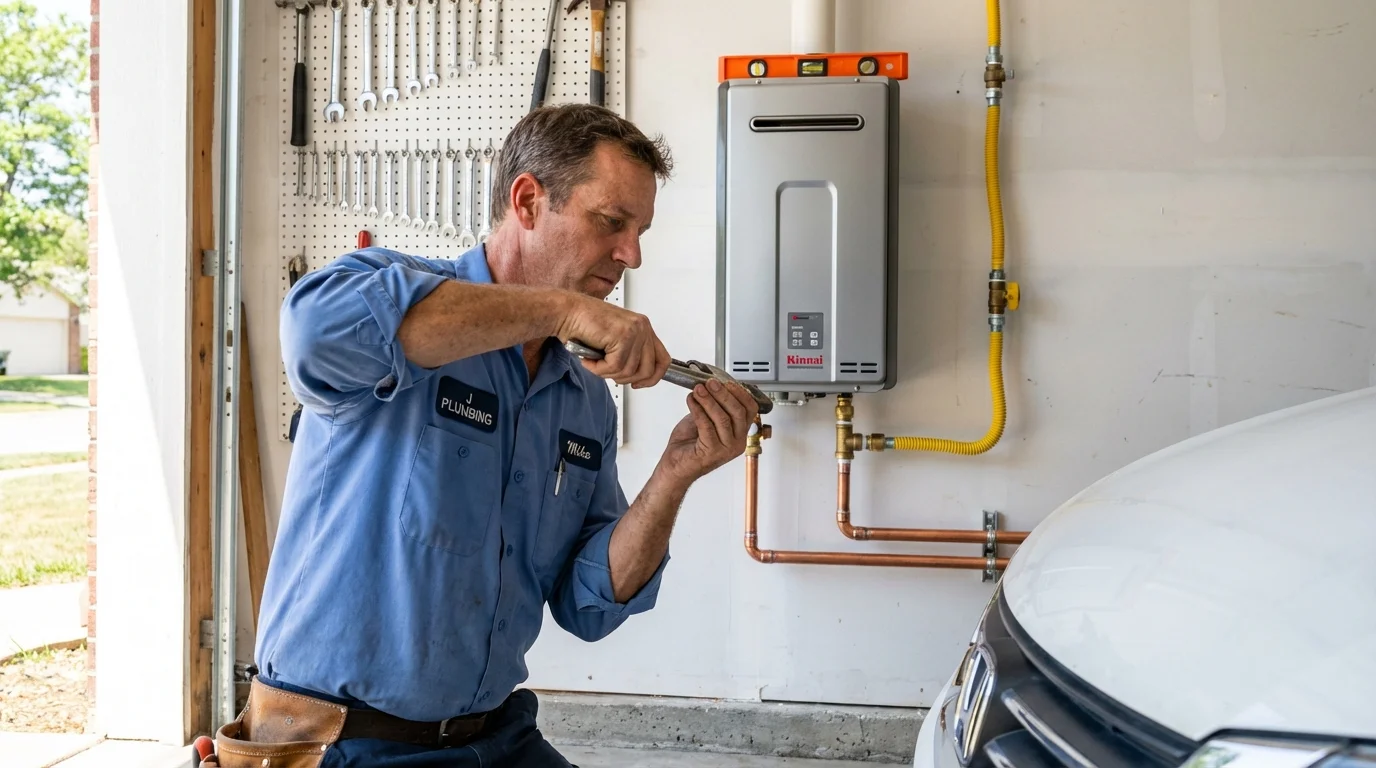 Tankless water heater installation by a Johns Plumbing LLC plumber in Menomonee Falls